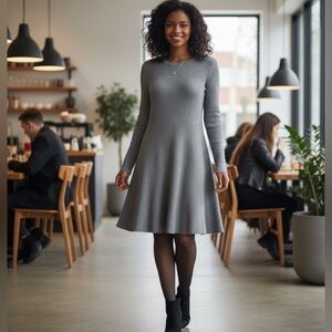 Calvin Klein Charcoal Ribbed Midi Dress